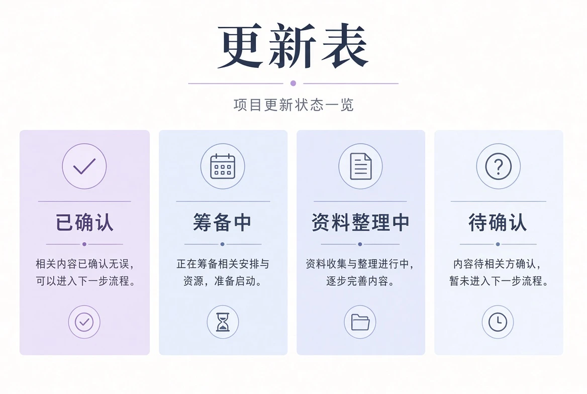 先标明信息确认程度，再谈更新